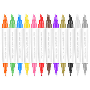 12-Color Double-Headed Oblique Head Marker Pen Set Permanent Acrylic Ink Fiber Nib Custom Logo Diy Ceramic <b>Stone</b> Canvas - Product Image 2