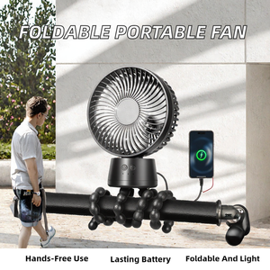 Ventilateur portable pliable avec batterie externe, mini ventilateur de refroidissement rechargeable par USB pour les voyages, le bureau et l'extérieur - Product Image 2