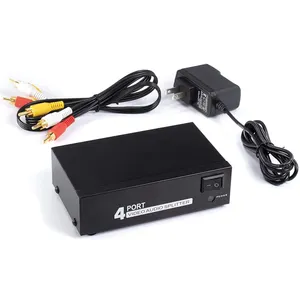 1 In 4 Out 3 RCA AVオーディオビデオスプリッターアンプ (ケーブルボックス用) DVDDVRアナログTV1x4ポートスプリッターコンポジット3 RCA AvビデオAu