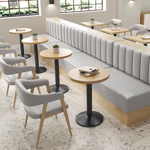 Tùy Chỉnh Mềm Băng Ghế Dự Bị Ghế Cho Nhà Hàng Với Tường Chỗ Ngồi Cà Phê Cửa Hàng Rắn Gỗ Sofa Bàn Và Ghế Kết Hợp - Product Image 2