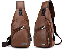 Sacs à bandoulière pour hommes Sac à dos tendance en cuir PU en polyester avec port USB Sac à bandoulière pour hommes Sacs de voyage pour hommes