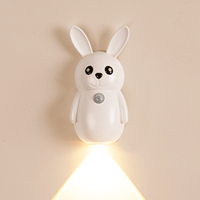 Lampe murale sans fil à détecteur de mouvement en forme de lapin de dessin animé, magnétique, rechargeable par USB, lampe de chevet LED pour enfants