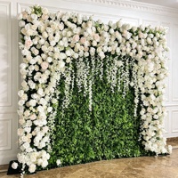 Mur de fleurs artificielles 3D en soie blanche de haute qualité, fait main, moderne et écologique, toile de fond en fausses roses pour mariage et fête