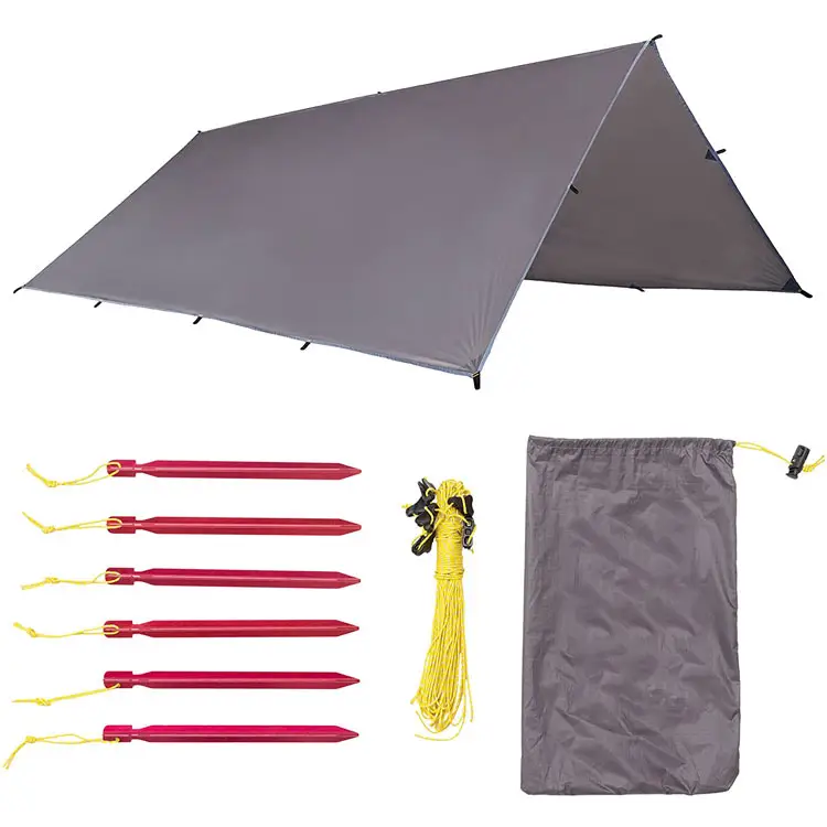 Penampungan Hujan Tahan Air Terpal Ripstop Tahan Lama 3X3 Camping, Hiking Sun Shelter Hammock Tenda Camping Canopy