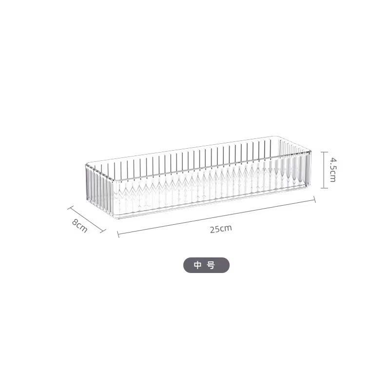 กล่องเก็บของโปร่งใสลายทางแนวตั้ง [L]