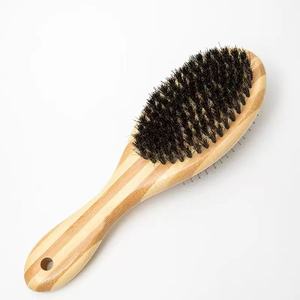 <span class=keywords><strong>Brosse</strong></span> de toilettage en bambou pour animaux de compagnie, <span class=keywords><strong>brosse</strong></span> à poils pour chiens et chats, poils de sanglier, picots en acier, écologique, peigne à coussin pour extensions capillaires pour animaux - Product Image 4