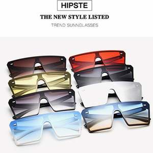 Lunettes de soleil vintage à dégradé avec logo personnalisé, très tendance, surdimensionnées, carrées, pour femmes, à dessus plat - Product Image 3