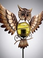 Lampe solaire LED en forme de hibou en verre IP65, petite, décorative pour jardin, à piquer, pour allée, pelouse, cour arrière