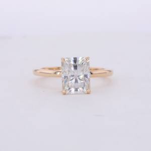 Anillo de Oro con Diamante Corte Radiante, Oro de 10k/14k, 1-1.1ct, Forma Radiante, DE VS1, Certificado IGI, Anillo de Diamante Cultivado en Laboratorio para Mujer - Product Image 3