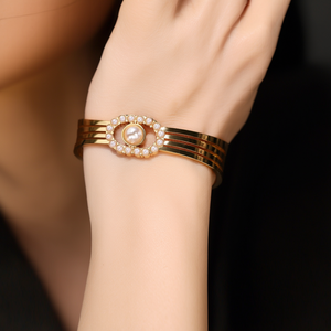 Bracelet en perles en acier inoxydable 316L plaqué or PVD, bijoux durables et résistants pour femmes - Product Image 3