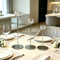 Supports de bougies modernes en fer électroplaqué et cristal, bougeoirs en verre transparent, vendus séparément ou en ensemble complet