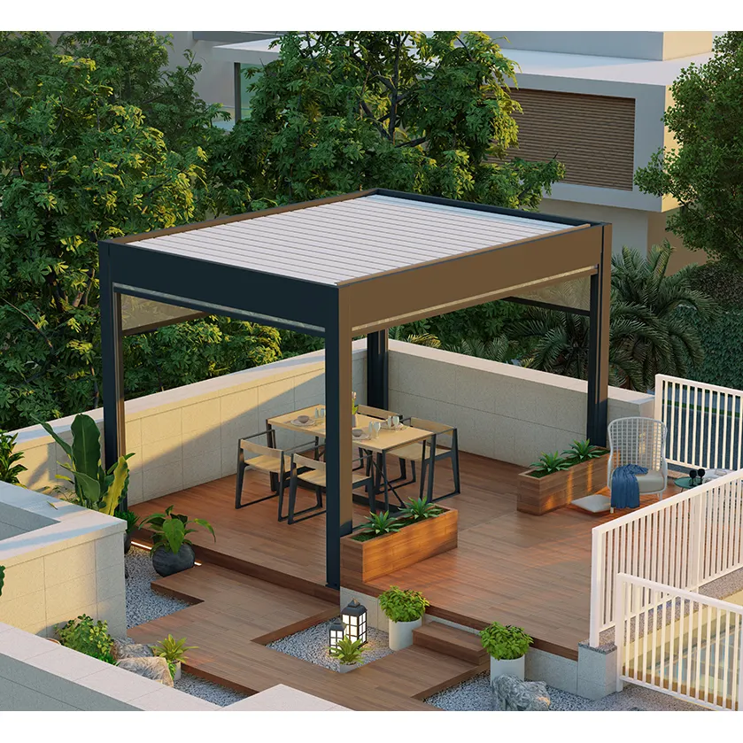 Più recente metallo feritoia elettrico impermeabile in alluminio padiglione Pergola in alluminio pergola per giardino pergolati e gazebo