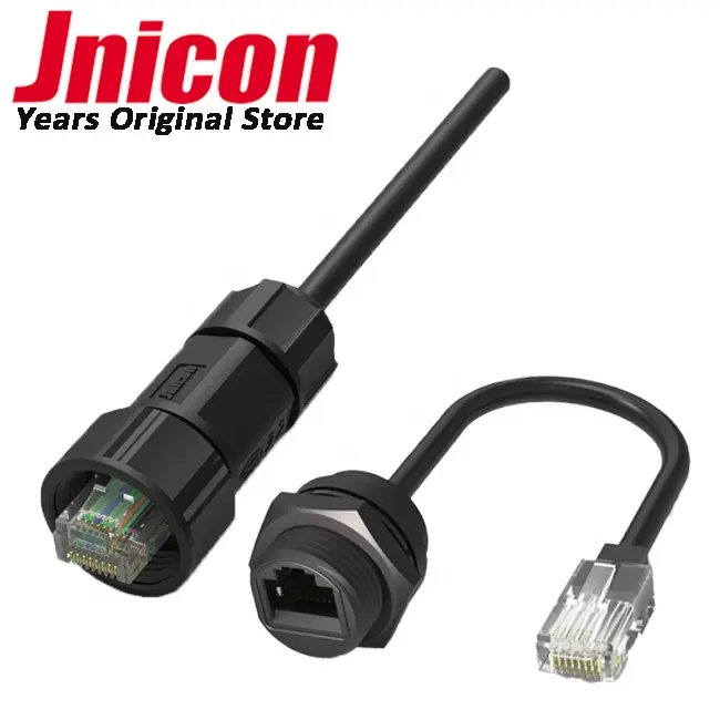 Jnicon IP67 Ip68 M19 Waterproof RJ45 Connector With Ethernet Cable