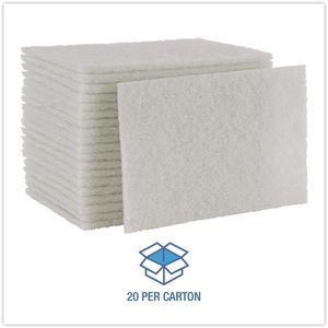Boardwalk BWKN198 LD 6 pulgadas X 9 pulgadas Estropajo de Limpieza Ligero - Blanco, Hecho de Poliéster, para Uso Doméstico y Lavado de Platos, 20 Unidades por Caja B000BAT8PM - Product Image 1