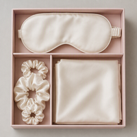 Ensemble de sommeil de luxe en soie de mûrier de qualité 6A, comprenant un masque pour les yeux en soie, un chouchou pour cheveux et une taie d'oreiller, doux, respirant et anti-âge, coffret cadeau pour le sommeil