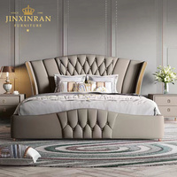 Ensembles de Chambre Modernes Grand Lit Double Hôtelier en Cuir Mobilier de Chambre Luxe Grand Lit en Bois