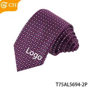 Cravate de créateur de bonne qualité Long bleu violet à motifs floraux en jacquard Coffret cadeau tissé Costume marine Logo personnalisé Cravate pour homme