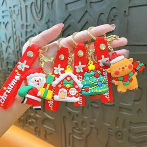 Fashion New PVC Elk Gingerbread Man <b>Key</b> <b>Chain</b> Rubber Keyring Accessories Cute Cartoon 3D Christmas Santa Keychain - Product Image 5