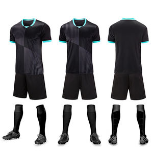 Ensemble de maillot de football pour hommes de qualité, nouveau design de logo personnalisé pas cher, maillot de football d'équipe, 100% polyester, sans manches, séchage rapide - Product Image 3