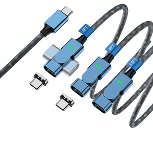 Tùy chỉnh màu đen bện 100W ba trong một từ hút Cáp dữ liệu USB Loại C 5A Sạc Nhanh Cáp nam châm 2m - Product Image 2