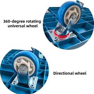 OEM Draagbare 250kg Capaciteit Vierwielige Zwenkwielen Inklapbare Staal-Kunststof Platte Kar Gereedschapsplatform Huishoudkar - Product Image 4