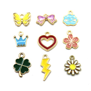Colgantes de aleación chapados en oro con dijes de esmalte mixtos al por mayor para la fabricación de joyas DIY, accesorios para collares, pulseras y pendientes - Product Image 5