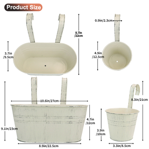 Jardinière suspendue en métal personnalisée, pot à fleurs suspendu, seau en zinc pour jardin, balcon, garde-corps, mur, jardinière extérieure - Product Image 3