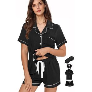 Set di 4 Pigiami da <span class=keywords><strong>Donna</strong></span> in Morbido Maglia con Bottoni, Abbigliamento da Notte a Maniche Corte, Taglie da XS a <span class=keywords><strong>XXL</strong></span> - Product Image 1