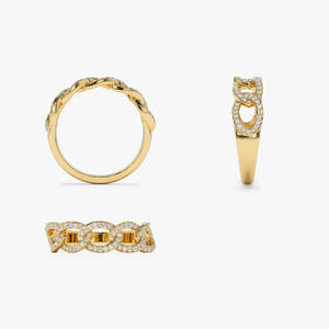 Anillo de Oro Sólido de 14k con Diamantes Incrustados, Oro Amarillo, Blanco y Rosa, 0.31 CT, Chapado en Rodio, Certificado, Unisex, Diamantes Naturales - Product Image 4