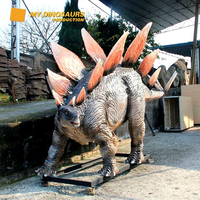 Décoration de parc à thème sur le thème des dinosaures, sculpture de stégosaure grandeur nature en FRP