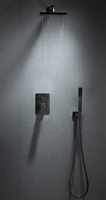 Ensemble de douche mural carré en acier inoxydable avec mitigeur 2 fonctions et pommeau de douche pluie