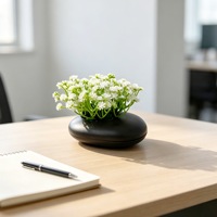 Pot Bunga Mini Plastik Imitasi Babys-breath Modern Mewah Ringan untuk Meja Kantor, Penanam Tanaman Hias Mini yang Menawan