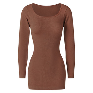 Peeqi C7179 #   Abito Casual alla Moda 2025, <span class=keywords><strong>Vestito</strong></span> Basic a Costine Tinta Unita, <span class=keywords><strong>Maniche</strong></span> <span class=keywords><strong>Lunghe</strong></span>, Mini Abiti per Ragazze, Abbigliamento Femminile - Product Image 5