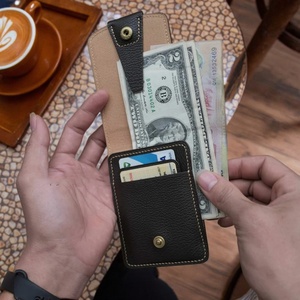 Retro Slim Minimalist Front Pocket <b>Wallet</b> RFID Function Vintage Style Open Closure Short <b>Compact</b> Credit Card Bank ID Card Case - Product Image 5