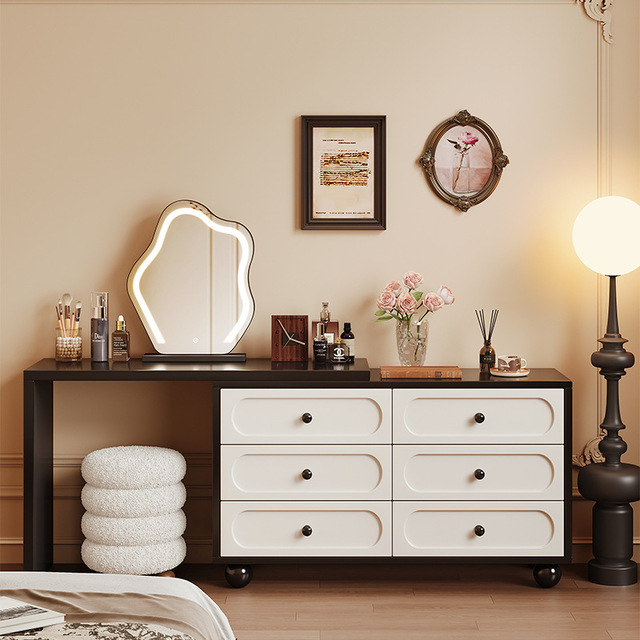 Modern Bedroom Minimalist Style Solid Wood Dressing Table Cabinet, High-end Luxury Folding Style