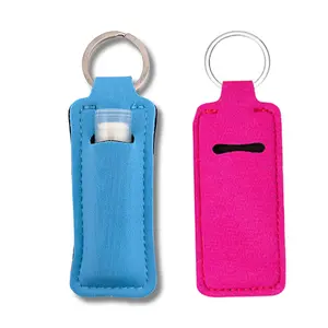 DIY Design Printable Neoprene Wrist Lanyard Keychain Custom Logo Mini Chapstick Holder Keychain