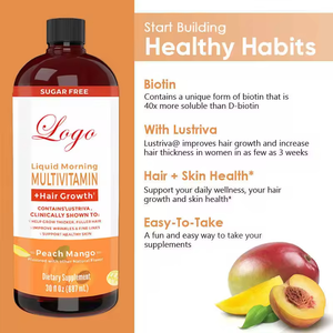 Suplemento Vitamínico y <span class=keywords><strong>Mineral</strong></span> Orgánico Personalizable para el Crecimiento del Cabello y la Salud de la Piel, Líquido Matutino para Adultos, Producto de Belleza - Product Image 3