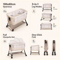 Lit bébé à bascule en bois de pin brut, convertible en berceau à bascule, hauteur réglable, lit d'appoint pour chambre de bébé