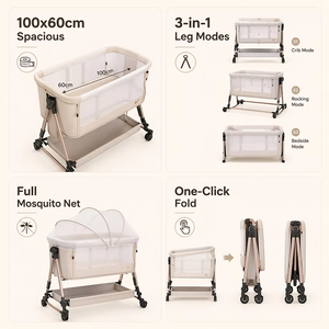 <span class=keywords><strong>Cuna</strong></span> <span class=keywords><strong>Mecedora</strong></span> <span class=keywords><strong>para</strong></span> Bebé de Madera de Pino Natural, Convertible en Cama, Altura Ajustable, <span class=keywords><strong>Cuna</strong></span> Colecho <span class=keywords><strong>para</strong></span> Dormitorio de Bebé - Product Image 2