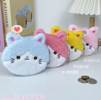 Vente en gros d'adorables portefeuilles en forme de chat porte-monnaie en peluche pour filles petit dessin animé étui pour écouteurs Bluetooth sac de rangement pour câble de données