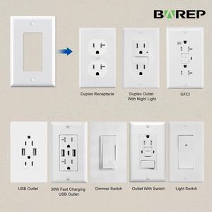 <span class=keywords><strong>Plaque</strong></span> de cache-interrupteur mural électrique moderne Barep, standard américain, homologuée UL, blanche, 1 poste, 1 voie, en PC, pour la maison - Product Image 3