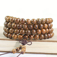 PBB1090 108 Mala en bois de santal d'Australie naturel et parfumé, perles de prière bouddhiste, méditation, yoga, collier de perles tendance