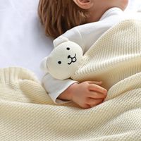 Couverture Bébé Solide en Peluche Douce Ours, Doudou de Sécurité pour Nouveau-nés et Nourrissons Garçons Filles, Couverture Tricotée Confortable