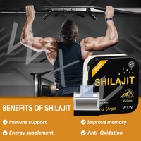 Vente en gros de bandelettes orales de Shilajit doré de marque privée, soutien immunitaire à l'énergie stimulée, bandes de Shilajit à l'acide fulvique