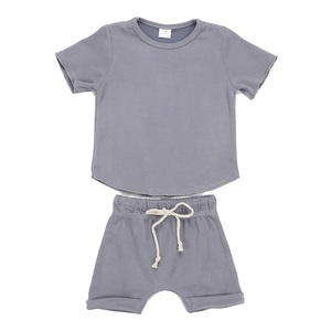 Conjunto de Ropa de Verano para Niños, 2 Piezas, Tela Fresca, Diseño Sólido, para Bebés Niños - Product Image 2