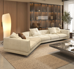 Juego de Muebles de Sala de Estar de Cuero Italiano Moderno y Contemporáneo, Elegante Juego de Sofás de Tela para el Hogar GS9155 - Product Image 2