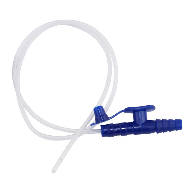 Sterile Single-Use Transparent Soft Gastric Calibration Tube with Side Holes Blue Connector Gastric Tube