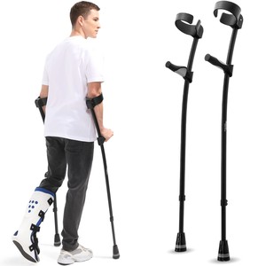 Bastões de Apoio Ajustáveis para Antebraço HEALTHBAZAAR em Liga de Alumínio, Bastões de Cotovelo para Caminhada para Pessoas com Deficiência - Product Image 1