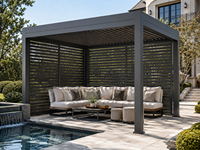 Pergola en aluminium de luxe avec écrans d'intimité, gazebo moderne imperméable pour villa, patio, jardin