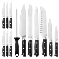 Ensemble de 14 couteaux de cuisine en acier inoxydable avec manche en ABS, 3 à 8 pouces, couteau de chef, couteau à fruits, couteau utilitaire, couteau Santoku, couteau à pain, couteau à steak, de qualité supérieure